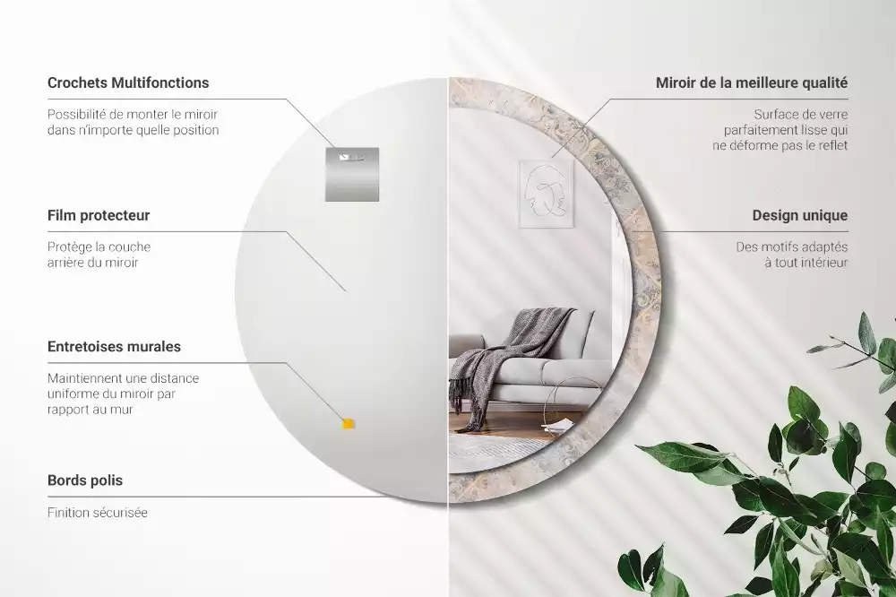 Kerek tükör fali dísz Csiszolt csempe