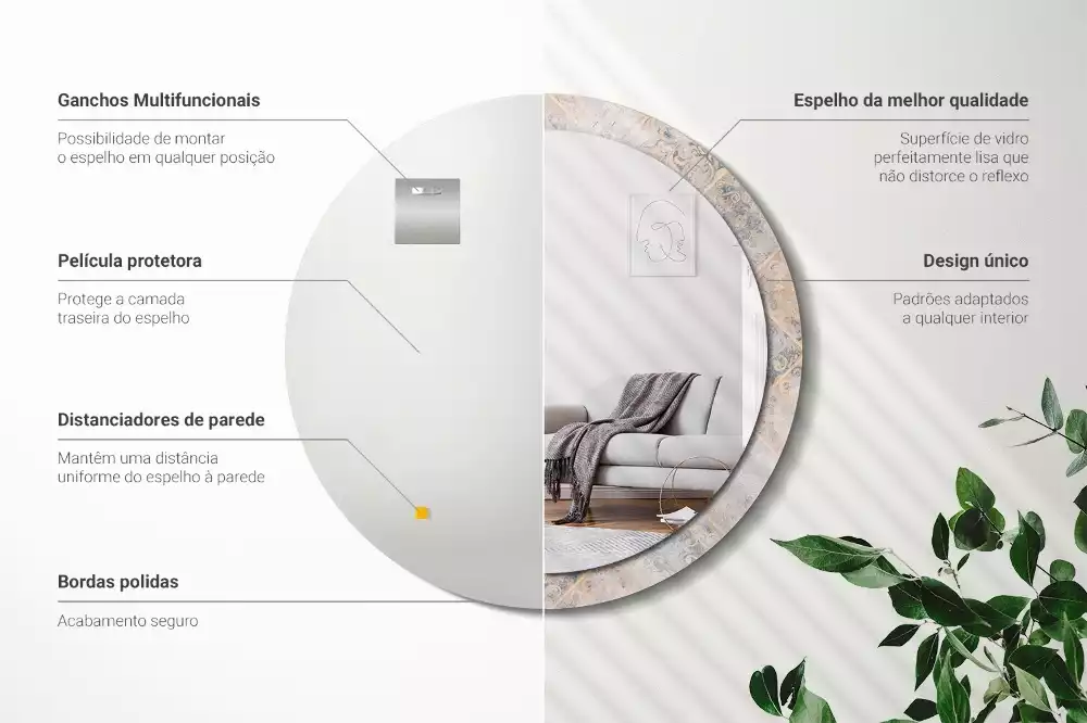 Kerek tükör fali dísz Csiszolt csempe