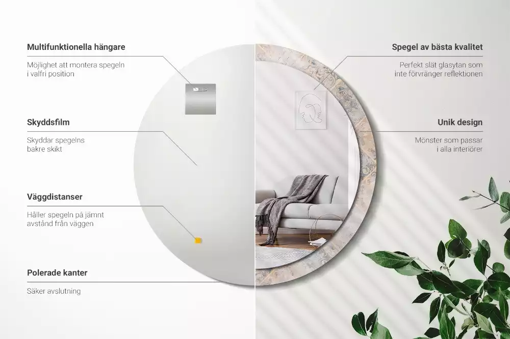 Kerek tükör fali dísz Csiszolt csempe