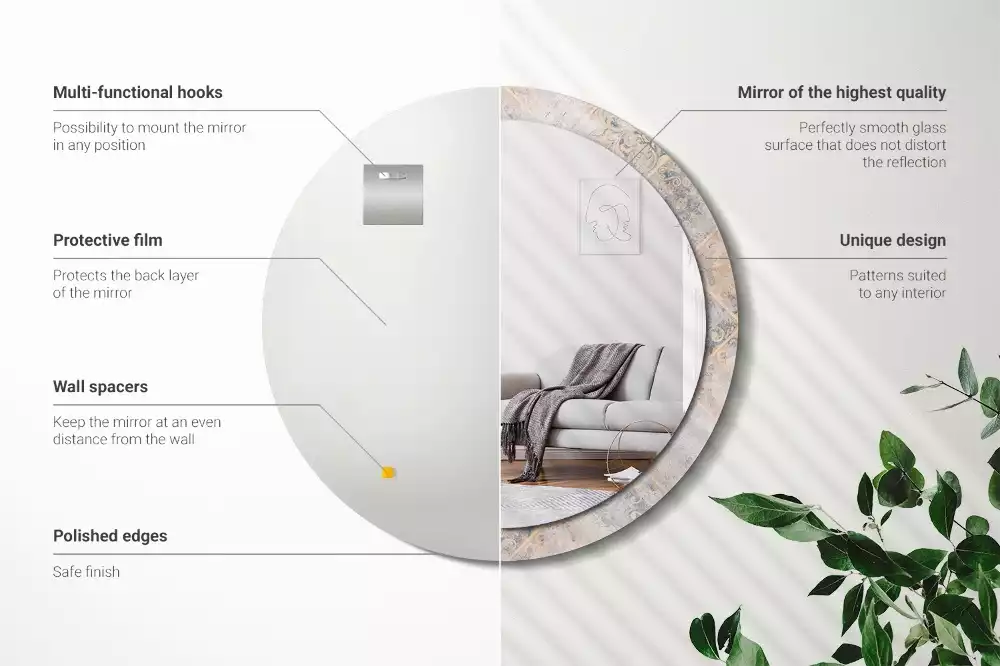 Kerek tükör fali dísz Csiszolt csempe