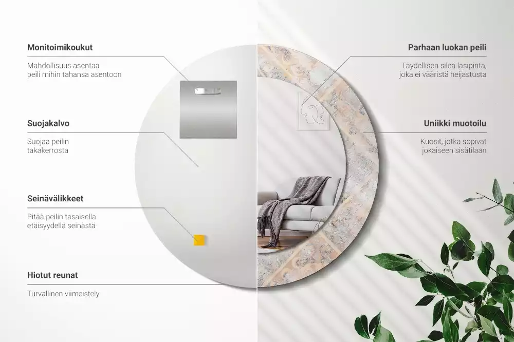 Kerek tükör fali dísz Csiszolt csempe