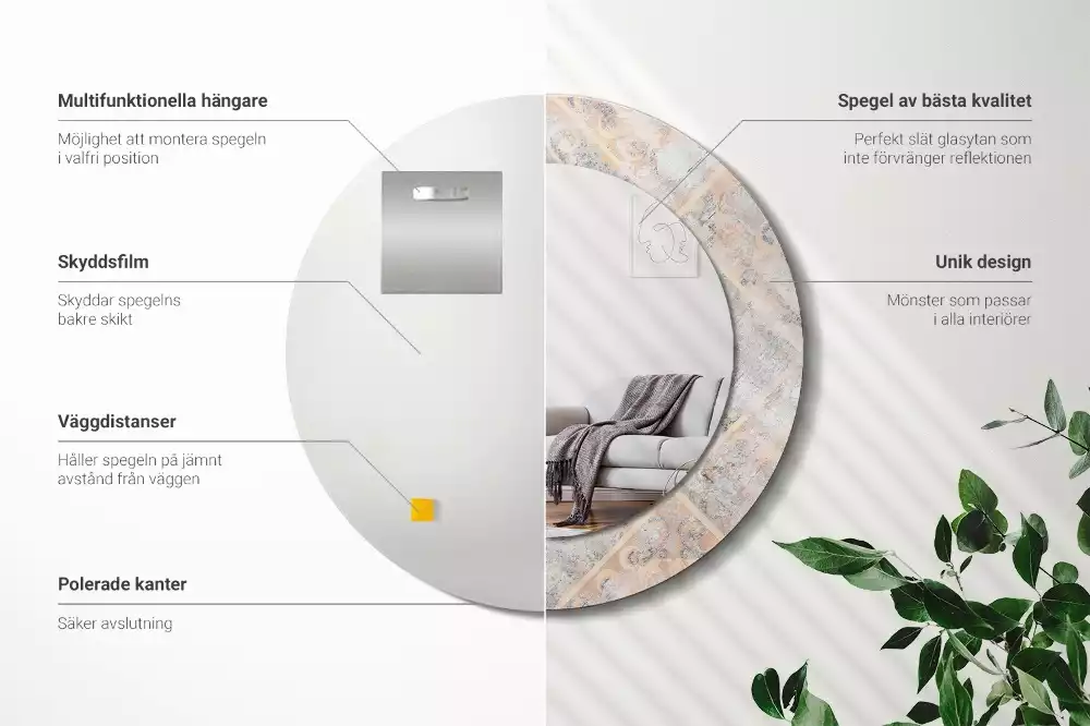 Kerek tükör fali dísz Csiszolt csempe