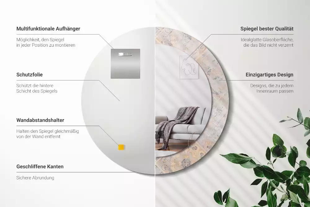 Kerek tükör fali dísz Csiszolt csempe