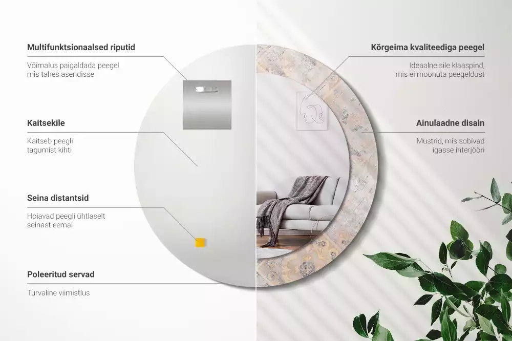 Kerek tükör fali dísz Csiszolt csempe