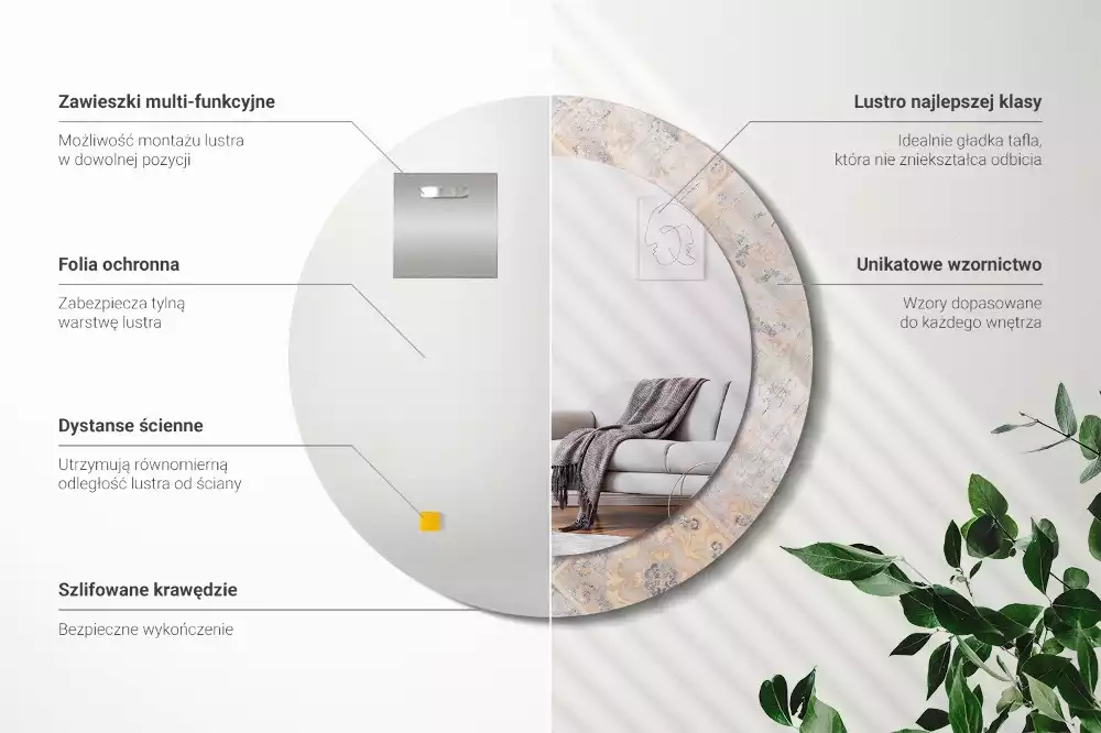 Kerek tükör fali dísz Csiszolt csempe