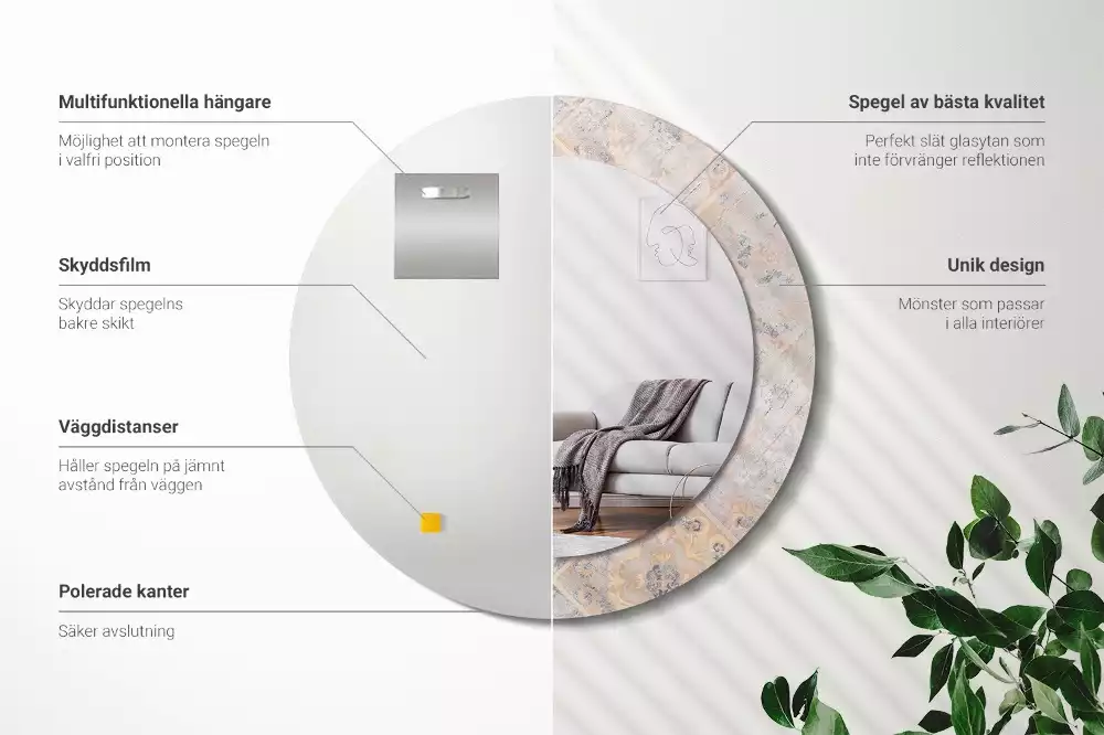 Kerek tükör fali dísz Csiszolt csempe