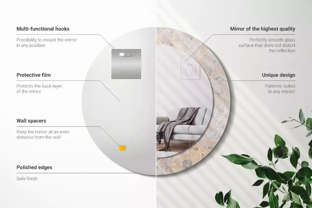 Kerek tükör fali dísz Csiszolt csempe