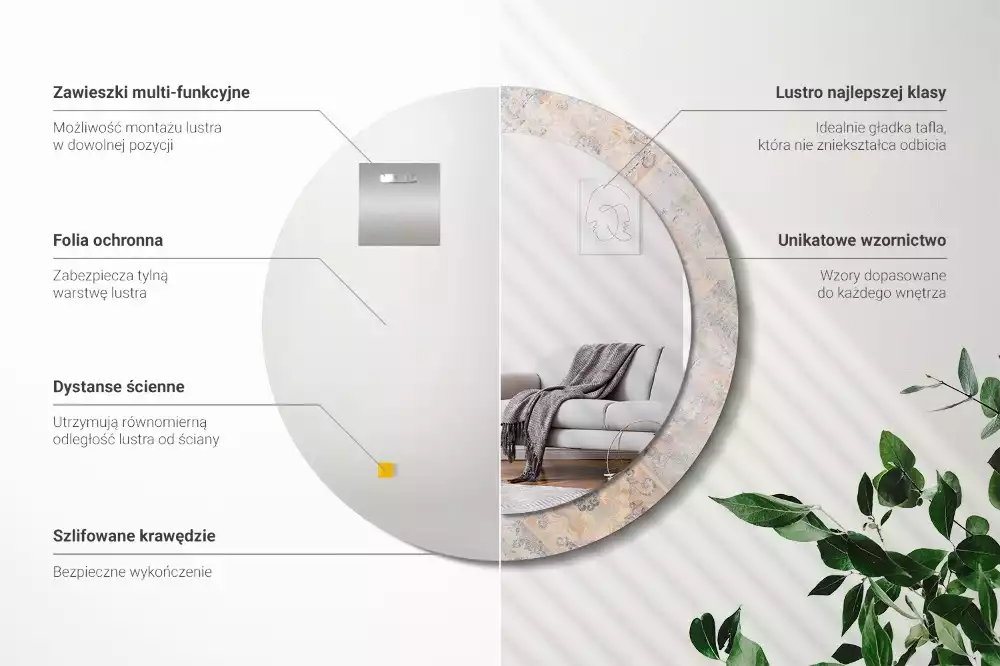 Kerek tükör fali dísz Csiszolt csempe