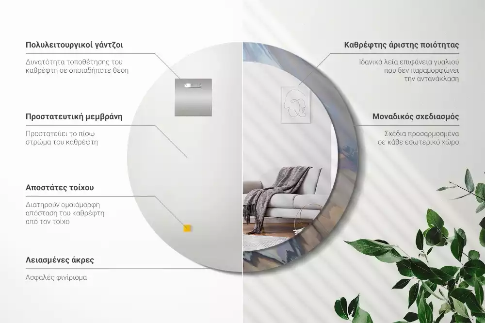 Kerek tükör fali dísz Absztrakt hullámok