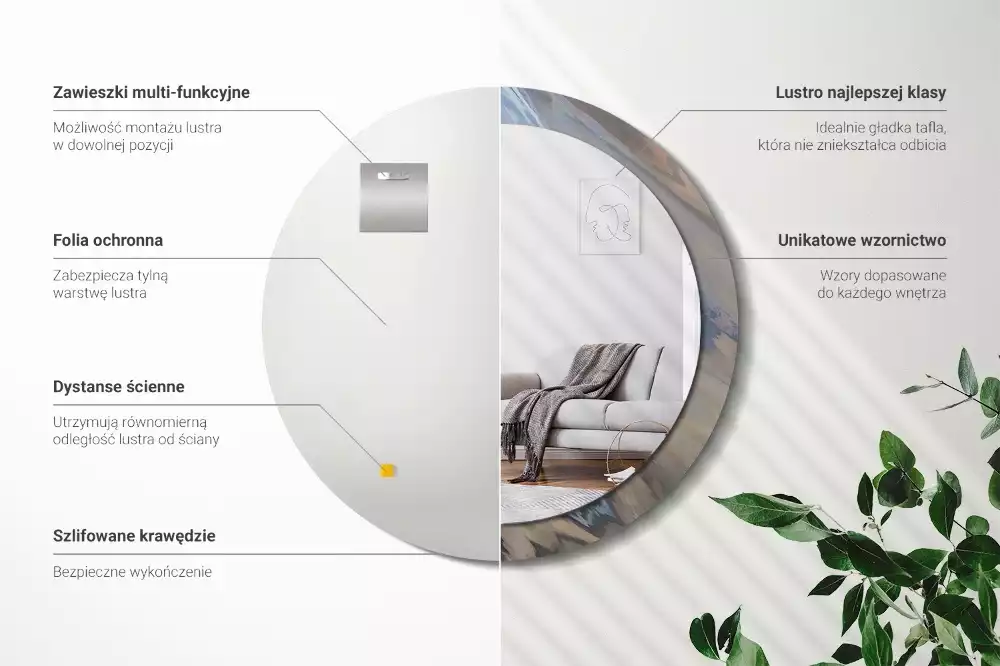 Kerek tükör fali dísz Absztrakt hullámok