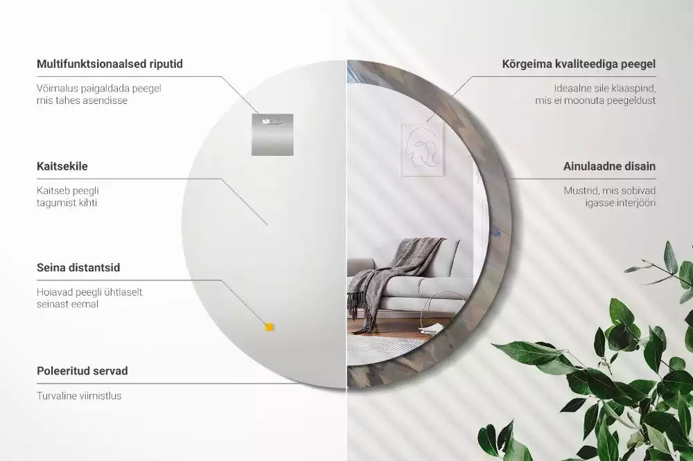 Kerek tükör fali dísz Absztrakt hullámok