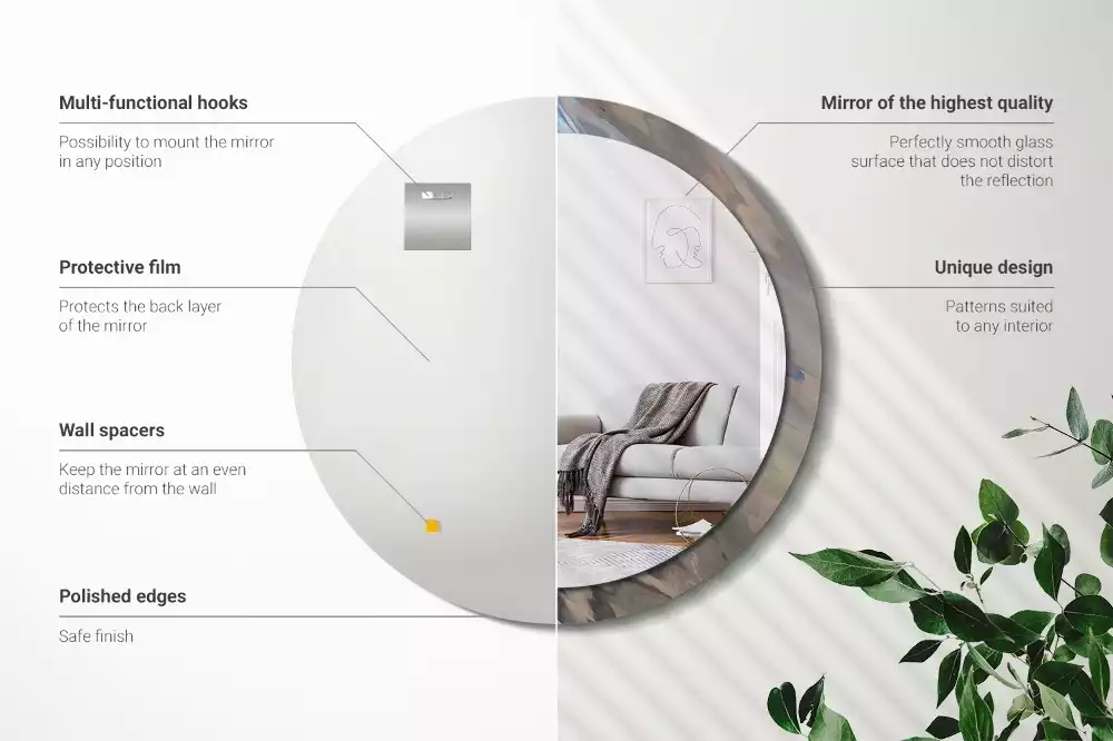 Kerek tükör fali dísz Absztrakt hullámok