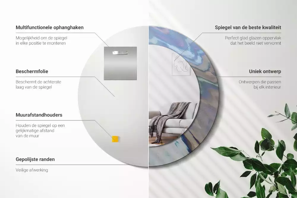 Kerek tükör fali dísz Absztrakt hullámok