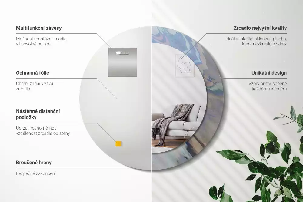 Kerek tükör fali dísz Absztrakt hullámok