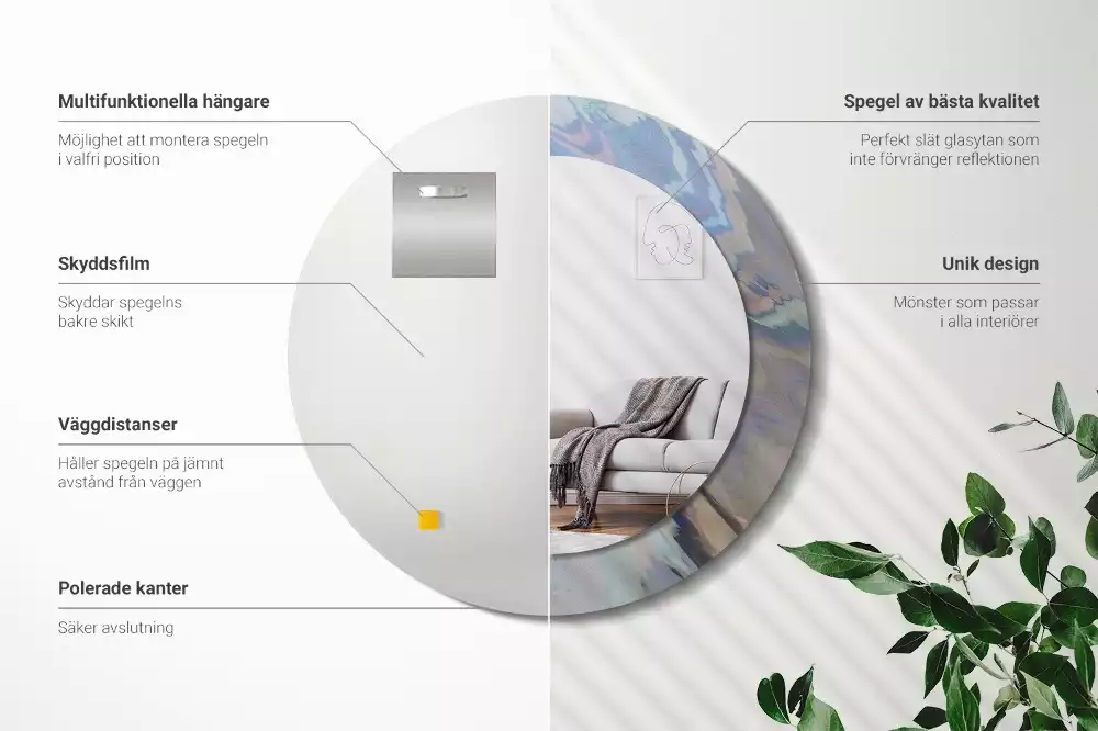 Kerek tükör fali dísz Absztrakt hullámok