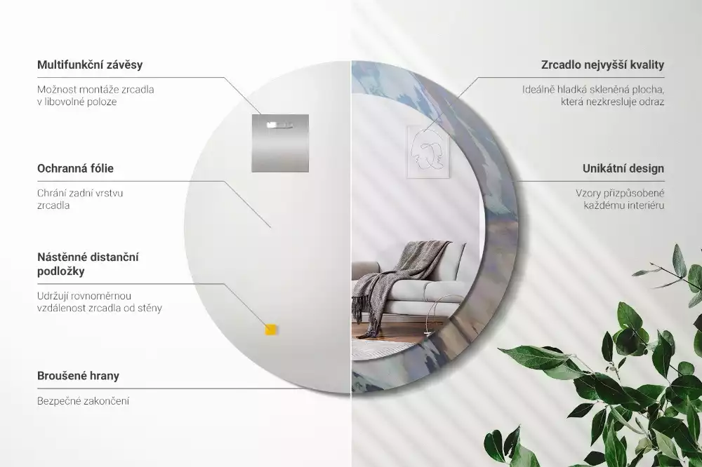 Kerek tükör fali dísz Absztrakt hullámok