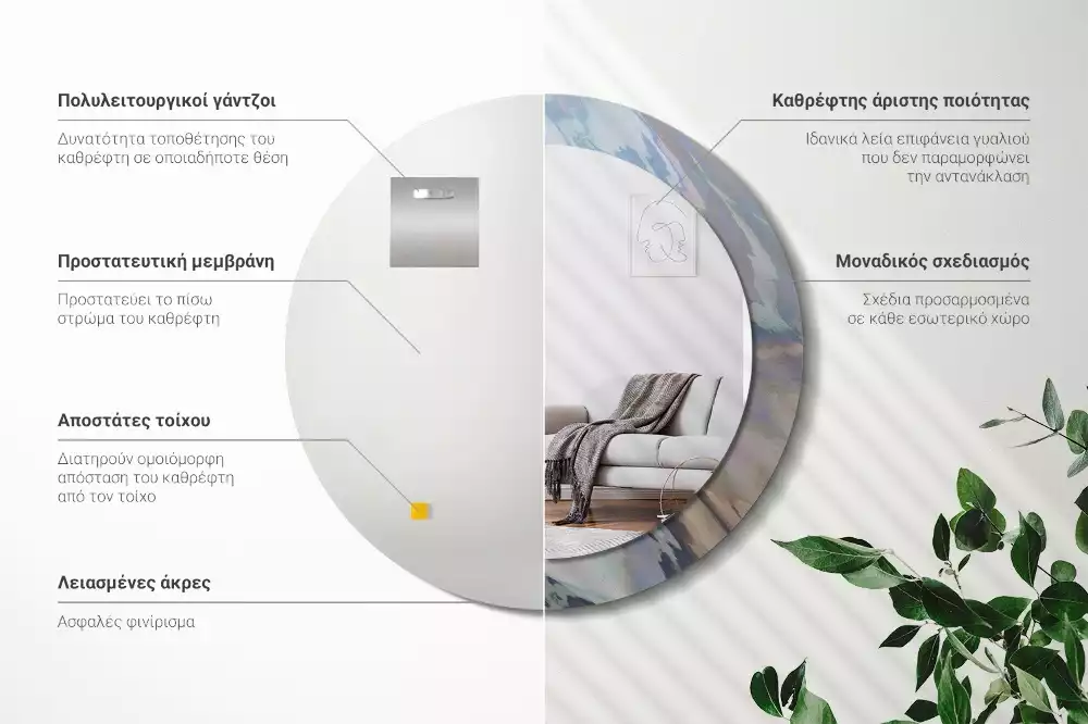 Kerek tükör fali dísz Absztrakt hullámok