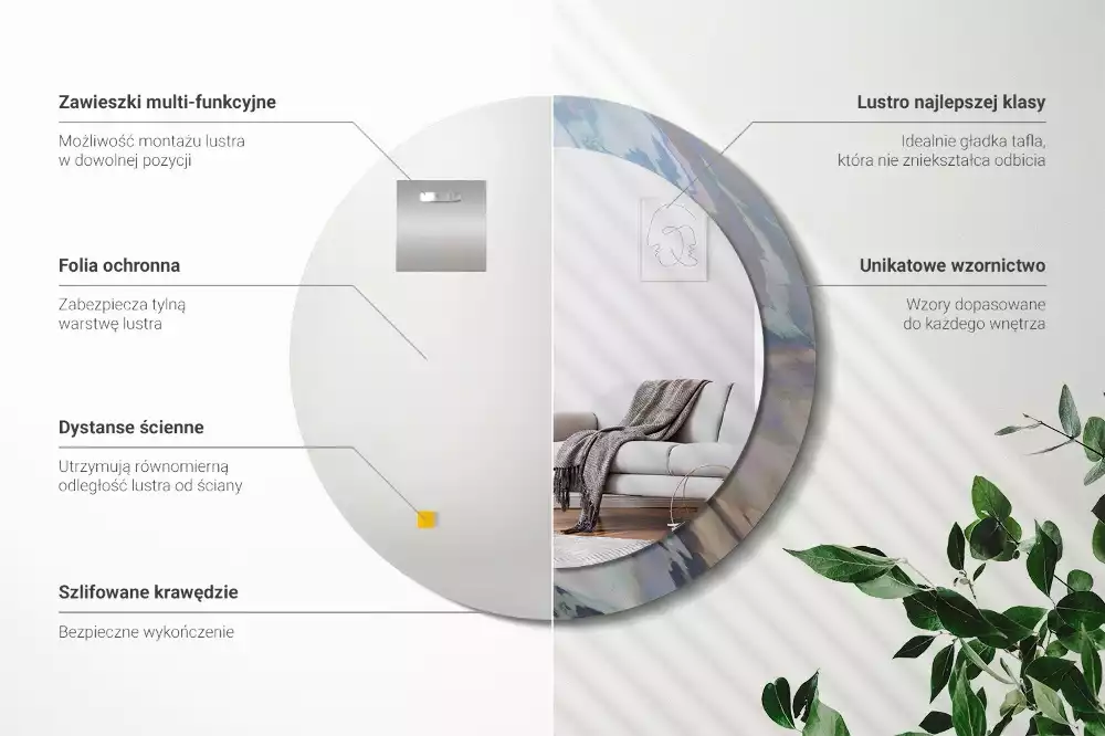 Kerek tükör fali dísz Absztrakt hullámok