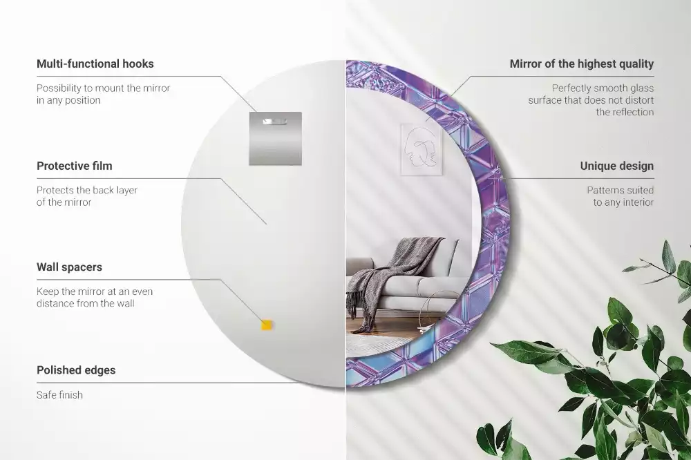 Kerek tükör fali dísz Kristály minta