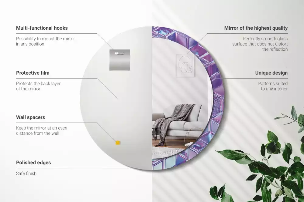 Kerek tükör fali dísz Kristály minta