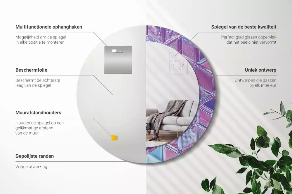 Kerek tükör fali dísz Kristály minta