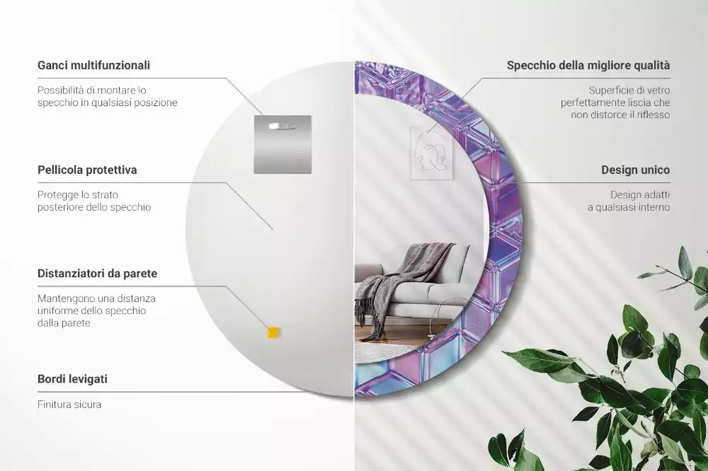 Kerek tükör fali dísz Kristály minta