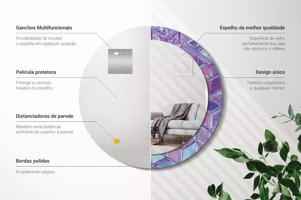 Kerek tükör fali dísz Kristály minta