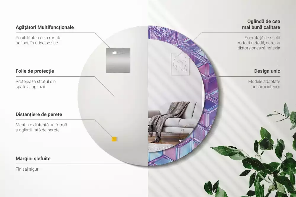 Kerek tükör fali dísz Kristály minta