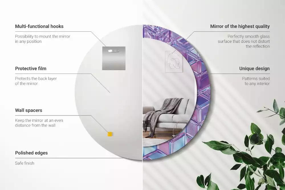 Kerek tükör fali dísz Kristály minta