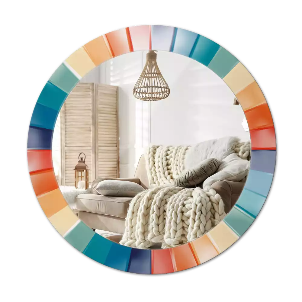 Kerek tükör fali dísz Színes sugarak csempe