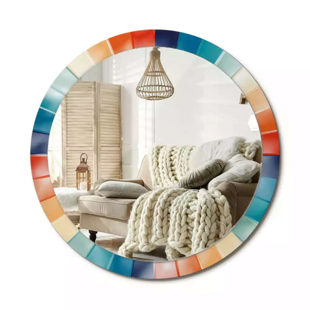 Kerek tükör fali dísz Színes sugarak csempe