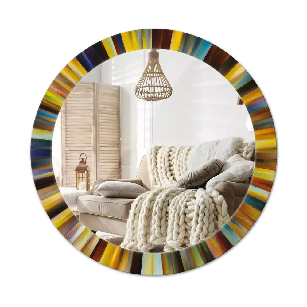 Kerek tükör fali dísz Színes sugarak