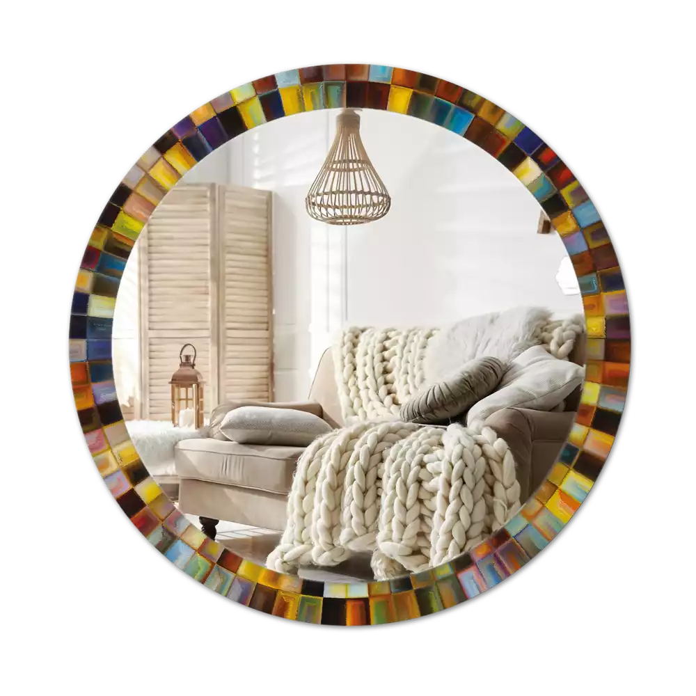Kerek tükör fali dísz Színes sugarak