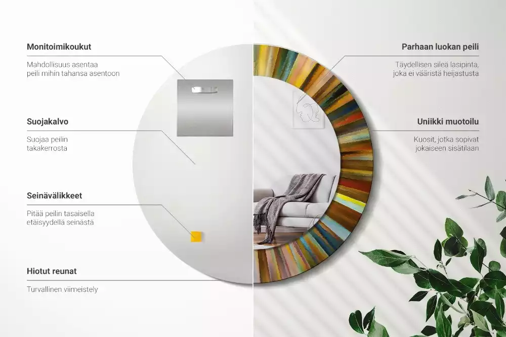 Kerek tükör fali dísz Színes sugarak