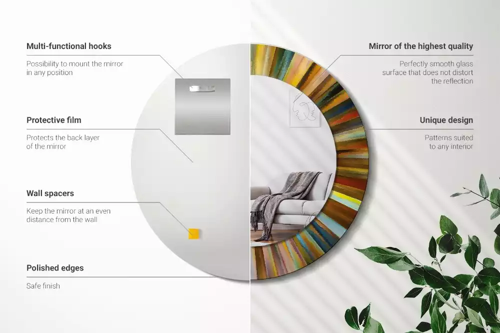 Kerek tükör fali dísz Színes sugarak