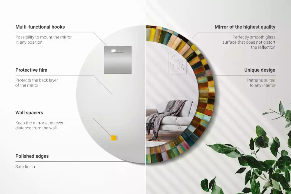 Kerek tükör fali dísz Színes sugarak