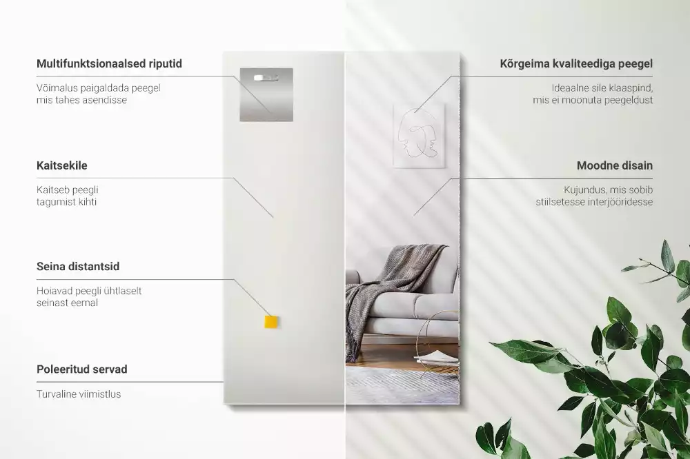 Négyszögletes tükör keret nélküli modern