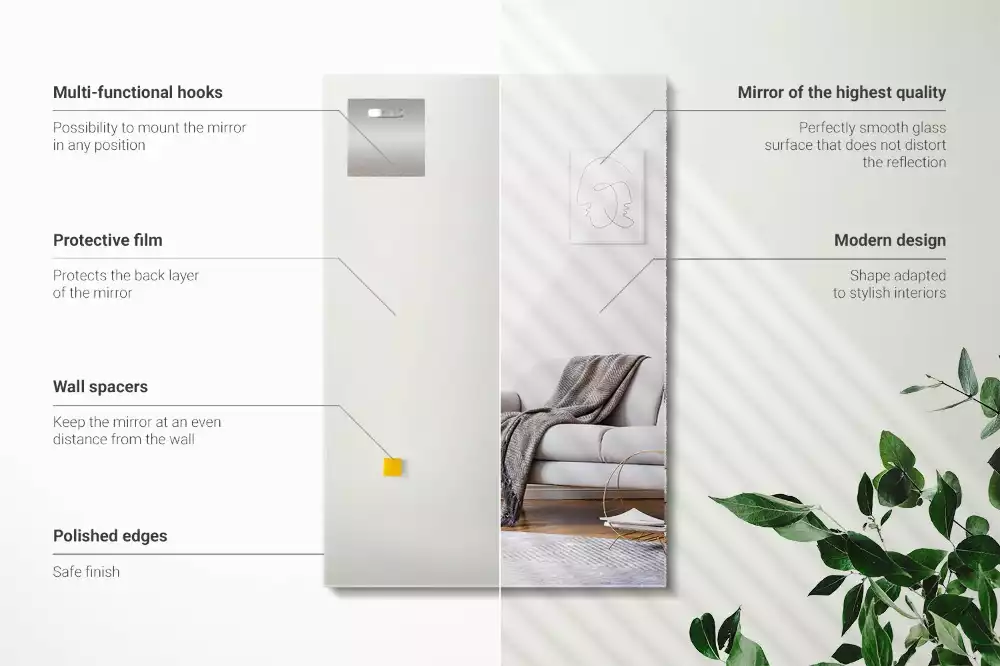 Négyszögletes tükör keret nélküli modern