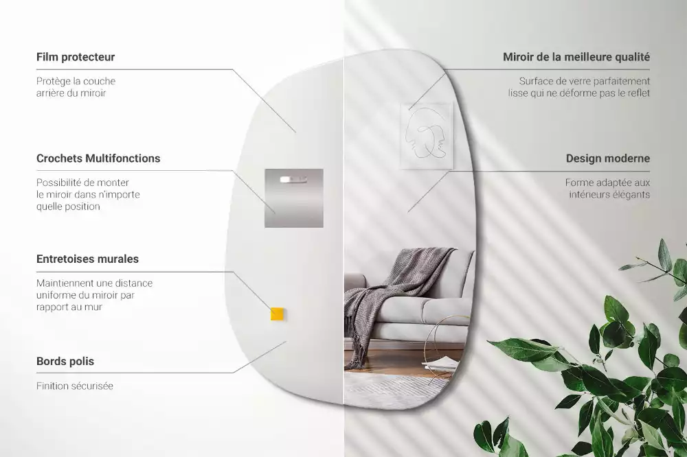 Szerves tükör kifinomult formával