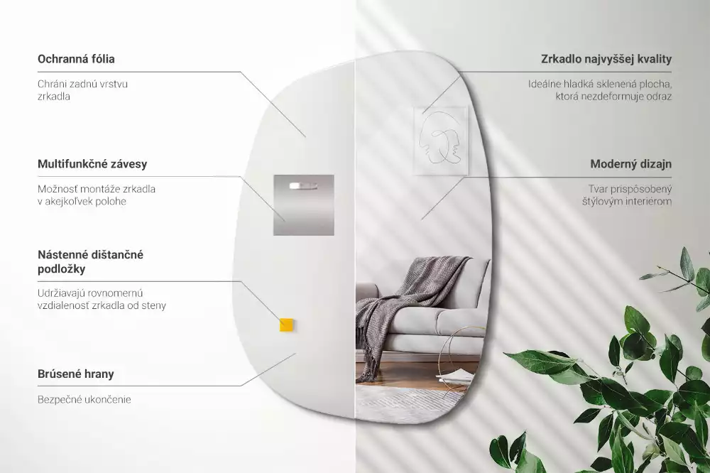 Szerves tükör kifinomult formával