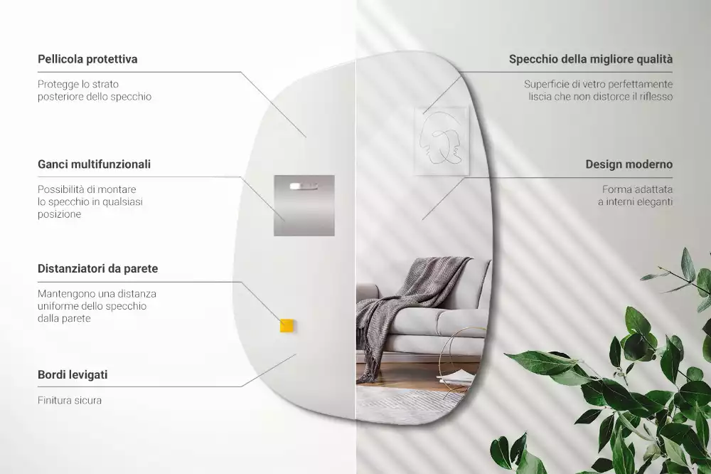 Szerves tükör kifinomult formával