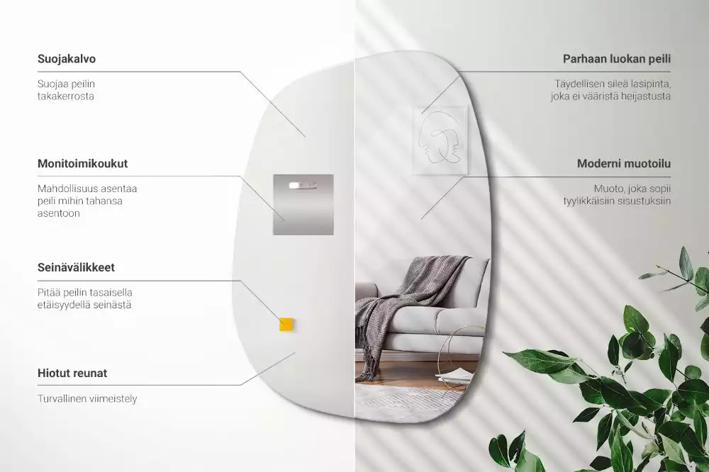 Szerves tükör kifinomult formával