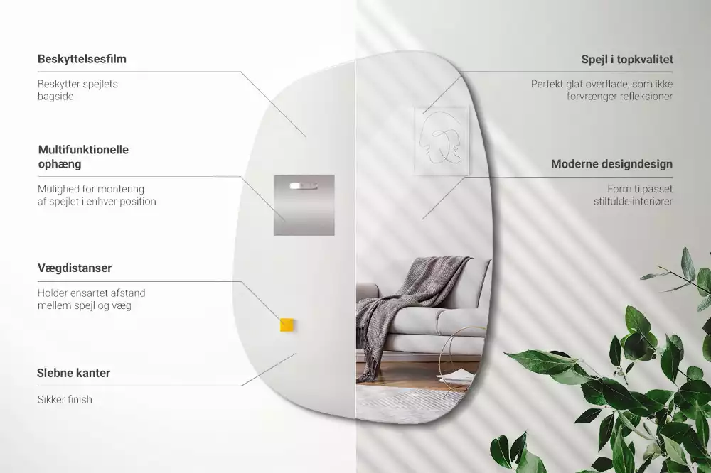 Szerves tükör kifinomult formával