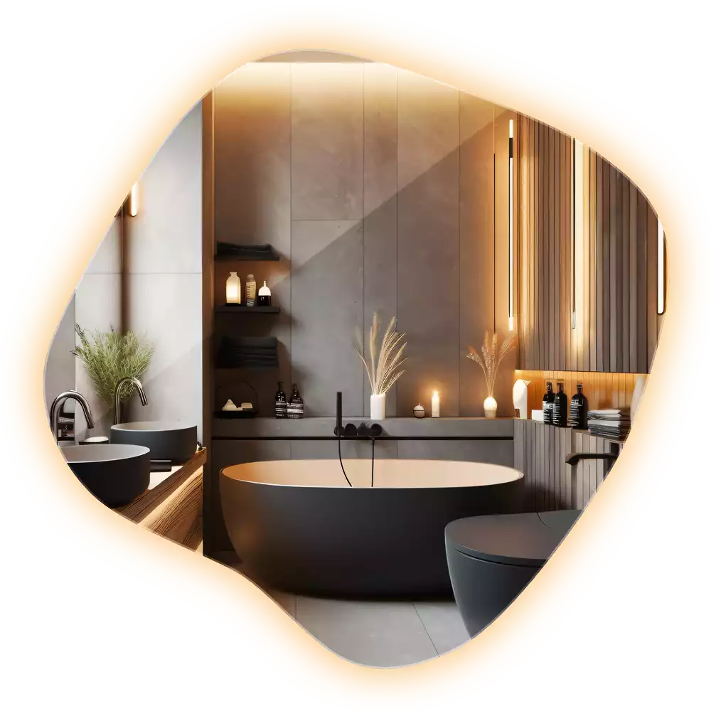 Folt alakú tükör LED háttérvilágítású egyedi