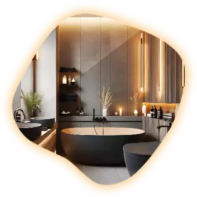 Folt alakú tükör LED háttérvilágítású egyedi