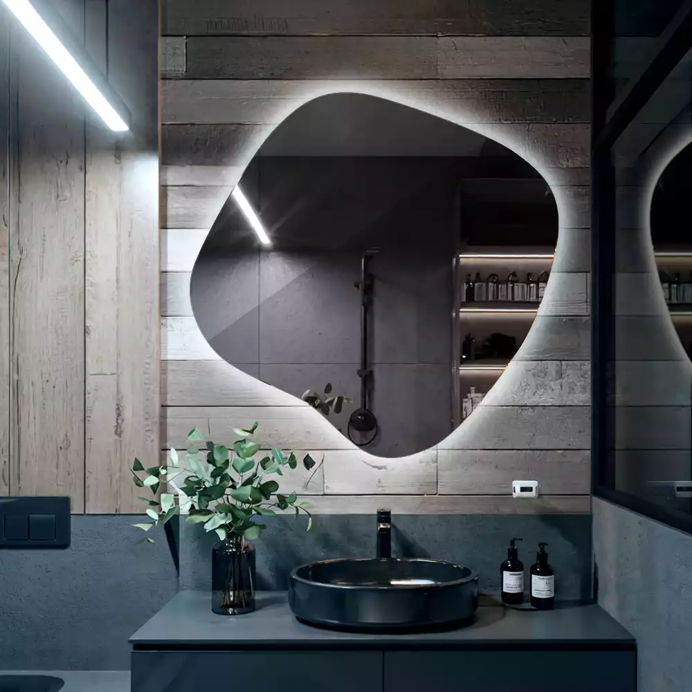 Folt alakú tükör LED háttérvilágítású egyedi