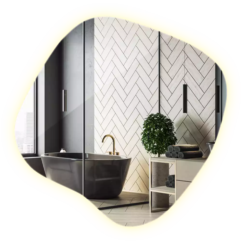 Folt alakú tükör LED háttérvilágítású egyedi