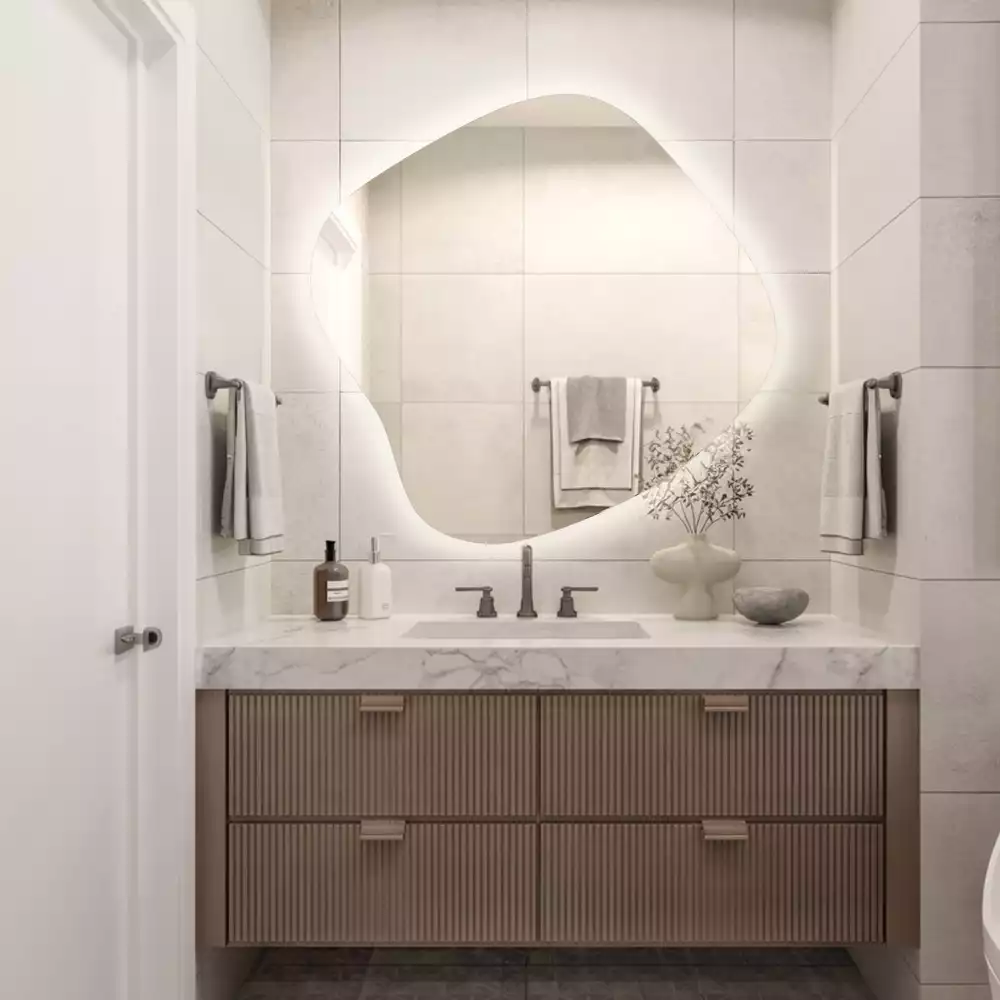 Folt alakú tükör LED háttérvilágítású egyedi