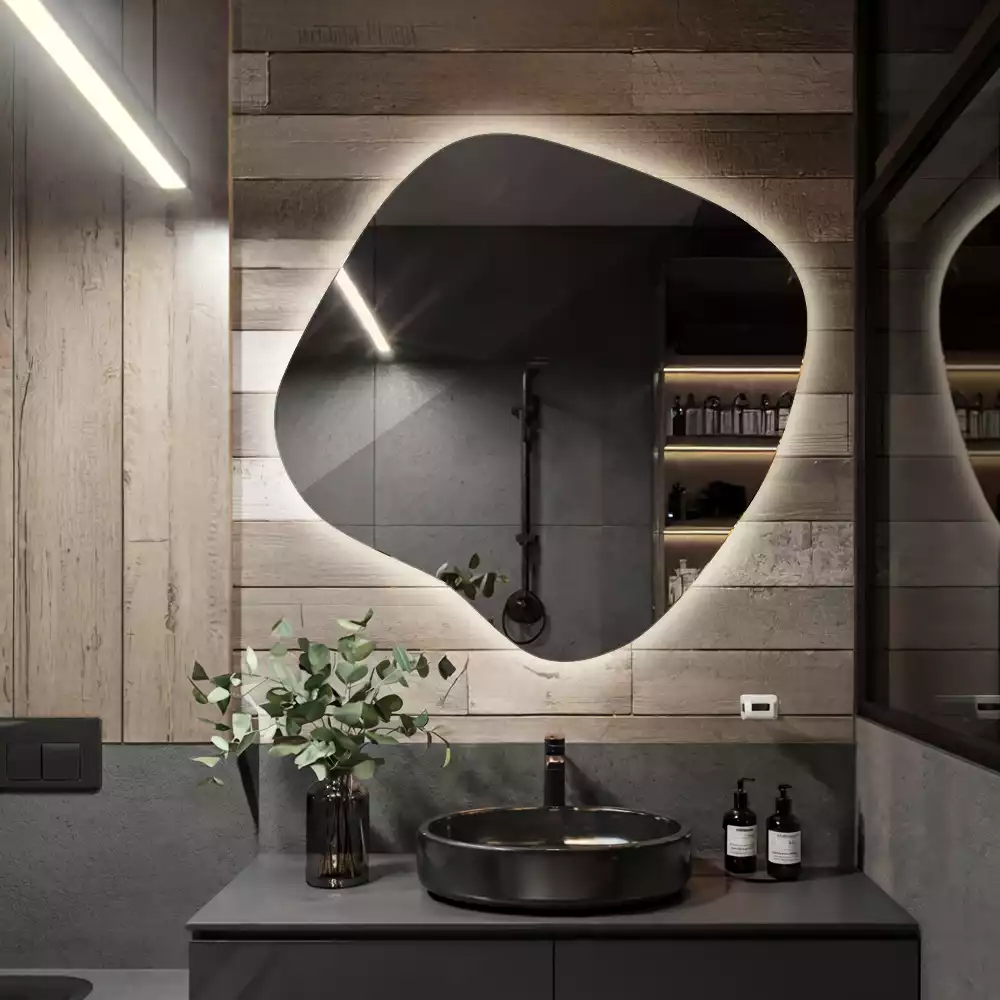 Folt alakú tükör LED háttérvilágítású egyedi