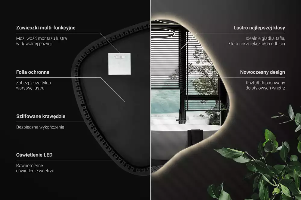 Folt alakú tükör LED háttérvilágítású egyedi